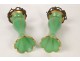 Pair green opaline vases and gilded bronze Charles X nineteenth