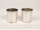 Pair of silver goblets tumblers, A.Porcher, punch Rooster nineteenth