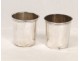 Pair of silver goblets tumblers, A.Porcher, punch Rooster nineteenth