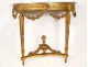 Console Louis XVI carved gilt and marble, flowers, XVIII