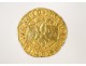 Rare Spanish doubloon, gold coin currency massive Catholic Monarchs Coat, 6.9 gr fifteenth