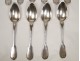 Lot covered silver spoons forks Minerva monogram, 758gr nineteenth