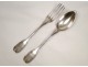 Lot covered silver spoons forks Minerva monogram, 758gr nineteenth