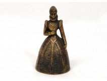 Table bell, gilt bronze, wife of the Middle Ages, nineteenth century