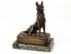 sculpture in bronze and marble wolf dog malinois signed Mauroy twentieth century