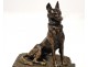 sculpture in bronze and marble wolf dog malinois signed Mauroy twentieth century