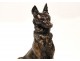 sculpture in bronze and marble wolf dog malinois signed Mauroy twentieth century