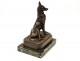 sculpture in bronze and marble wolf dog malinois signed Mauroy twentieth century