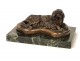 Sculpture in bronze and marble, French Spaniel dog hunting, twentieth century