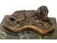 Sculpture in bronze and marble, French Spaniel dog hunting, twentieth century