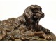 Sculpture in bronze and marble, French Spaniel dog hunting, twentieth century