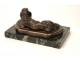 Sculpture in bronze and marble, French Spaniel dog hunting, twentieth century