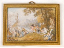 Watteau painted miniature figures angels Cythera Pilgrimage nineteenth