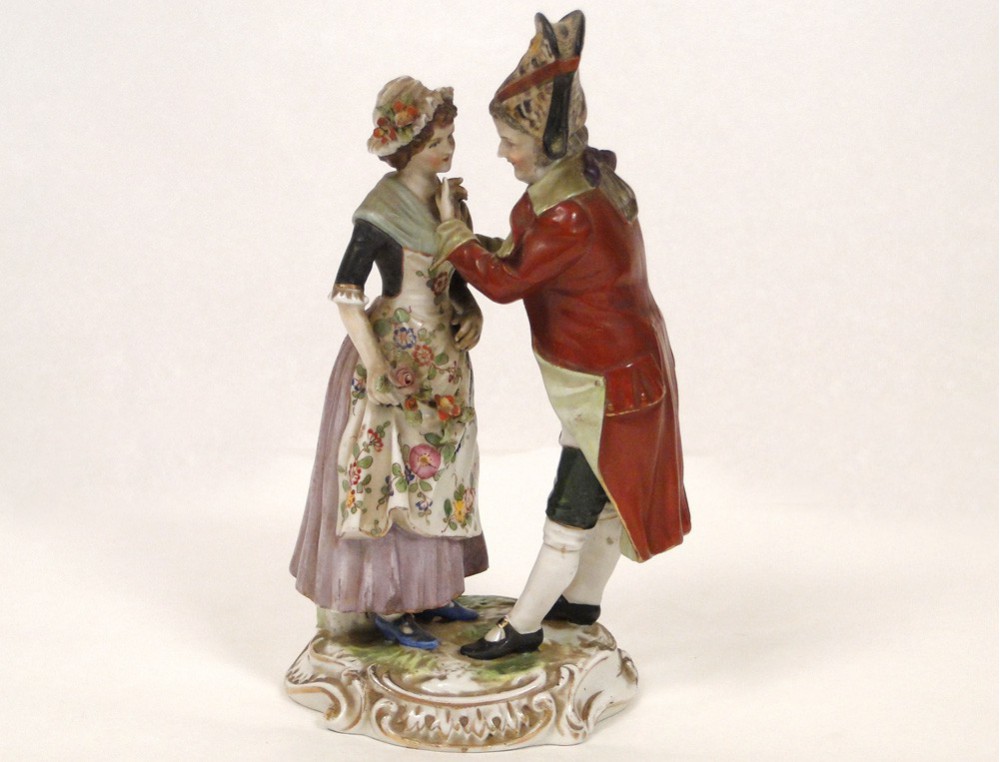 Copenhagen Porcelain Sculpture German Torque Gallant Scene Nineteenth