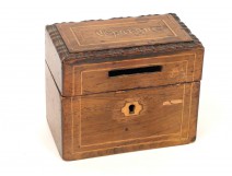 Rosewood box piggy bank savings filest lemon nineteenth century Charles X