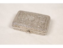 Box cigarette case silver Art Nouveau flowers nineteenth century