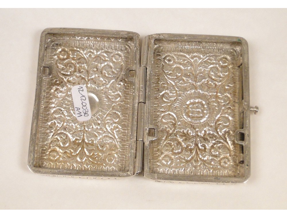 Box cigarette case silver Art Nouveau flowers nineteenth century