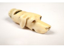 Whistle carved hunting dog head whistle sulfide nineteenth century