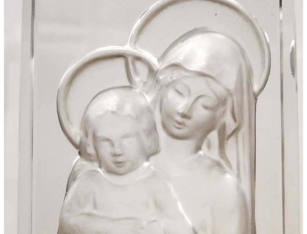 Cadre cristaux blancs Vierge à l'Enfant 7x7 cm