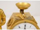 Clock gilded bronze sheep shepherd flute crown flower clock First Empire 19th