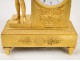 Clock gilded bronze sheep shepherd flute crown flower clock First Empire 19th