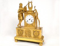 Clock gilt bronze cherub clock lyre bow quiver arrows nineteenth Empire