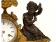 Clock gilded bronze cherubs love tambourine music Napoleon III nineteenth