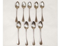 9 teaspoons silver crown Minerva Massat Brothers nineteenth century