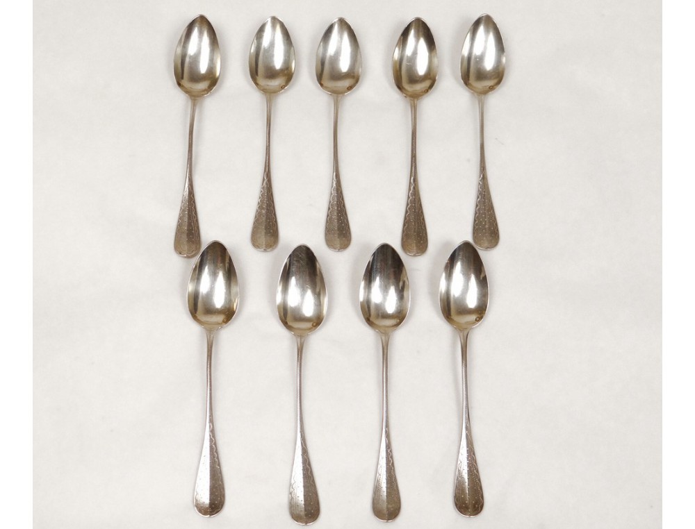9 teaspoons silver crown Minerva Massat Brothers nineteenth century