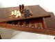 Backgammon gaming table inlaid mahogany gilt brass tokens checkered nineteenth