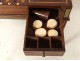 Backgammon gaming table inlaid mahogany gilt brass tokens checkered nineteenth