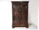 Carved oak cabinet rectory living Christ angels dragon caryatid seventeenth