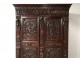 Carved oak cabinet rectory living Christ angels dragon caryatid seventeenth