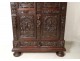 Carved oak cabinet rectory living Christ angels dragon caryatid seventeenth