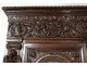 Carved oak cabinet rectory living Christ angels dragon caryatid seventeenth