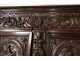 Carved oak cabinet rectory living Christ angels dragon caryatid seventeenth