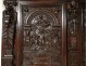 Carved oak cabinet rectory living Christ angels dragon caryatid seventeenth