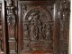 Carved oak cabinet rectory living Christ angels dragon caryatid seventeenth