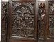 Carved oak cabinet rectory living Christ angels dragon caryatid seventeenth