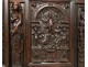 Carved oak cabinet rectory living Christ angels dragon caryatid seventeenth