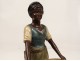 Character sculpture black woman wicker basket white clay nineteenth century