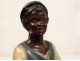 Character sculpture black woman wicker basket white clay nineteenth century