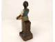 Character sculpture black woman wicker basket white clay nineteenth century