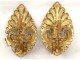 Arm sconces light pair carved gilt palmettes flower 18th