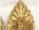 Arm sconces light pair carved gilt palmettes flower 18th