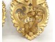 Arm sconces light pair carved gilt palmettes flower 18th