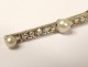 Pin in 18 karat white gold diamond and pink pearls twentieth century