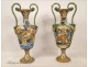 Pair of Majolica Vases Urbino Italy, nineteenth