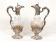 Pair of ewers Minerva Baccarat crystal silver goldsmith Labat nineteenth