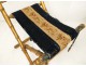 Gilded wood folding chair bamboo embroidery flowers Napoleon III nineteenth century